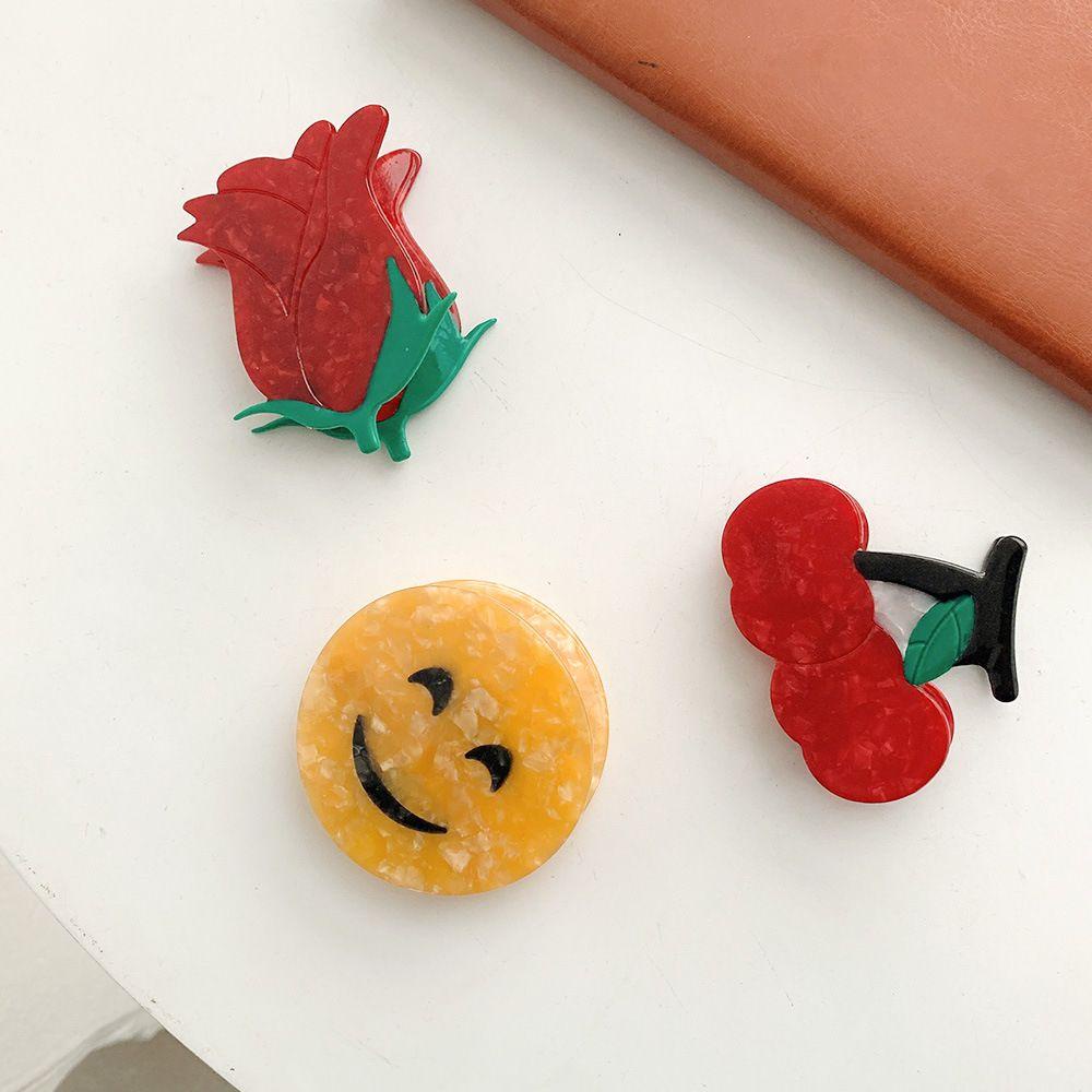 Kẹp Tóc Càng Cua Hình Hoa Hồng / Mặt Cười Bằng Acrylic Dễ Thương Cho Nữ WMES15H