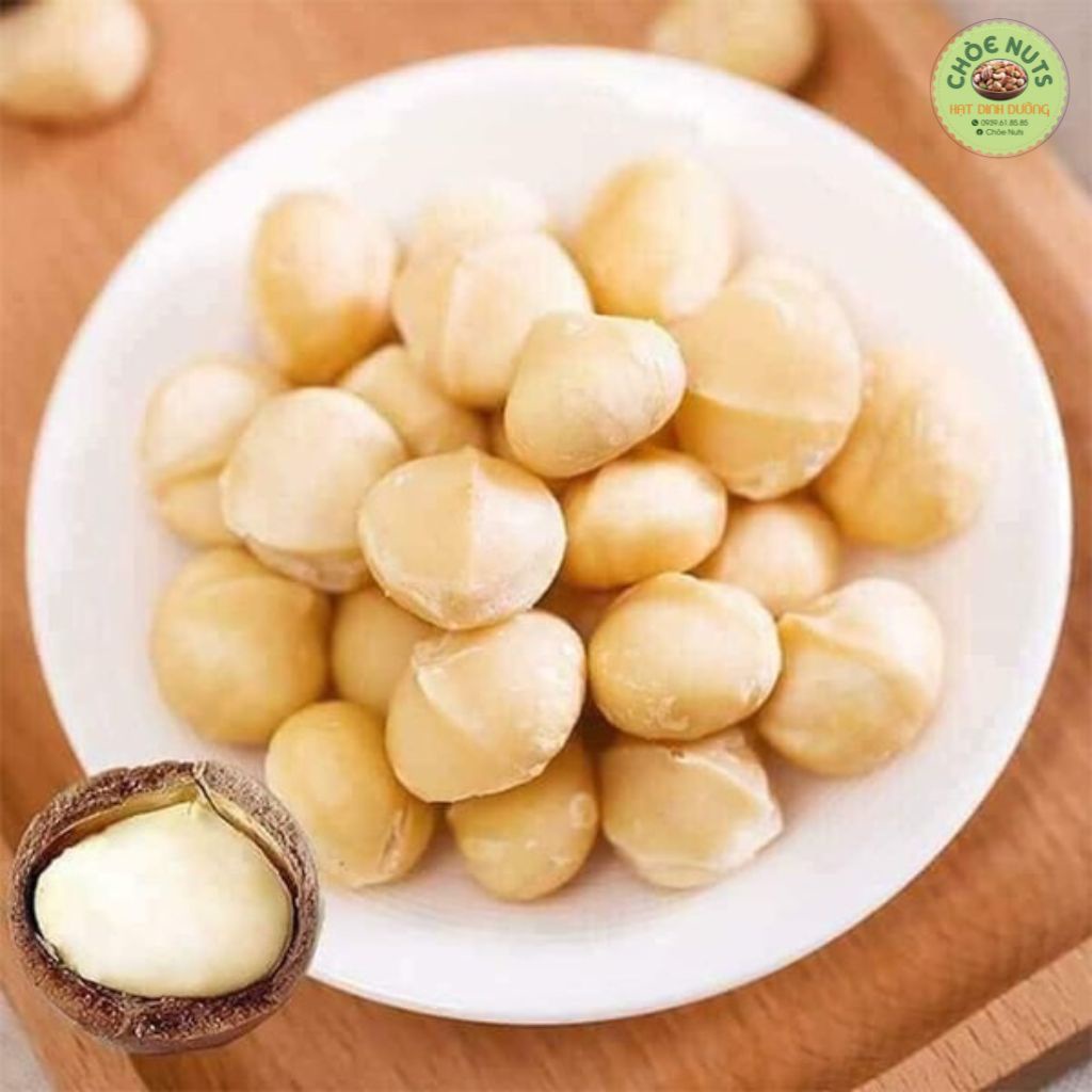 Nhân macca nguyên hạt và vỡ đôi Đak Lak - Hạt macca sạch đã tách vỏ sấy chín nguyên chất 500gr