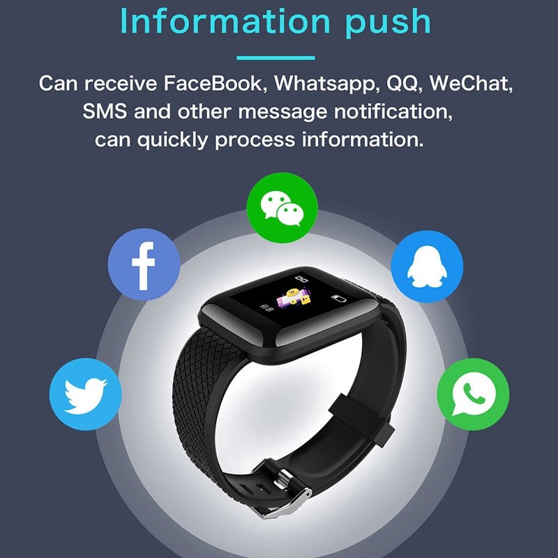 Smart Watch 116 Plus Waterproof Smart Bracelet Fitness Tracker Blood Pressure Fitness Band Sports Smart Wristband Heart Rate Smartwatch Smart Band Đồng Hồ Thông Minh Đa Chức Năng Theo Dõi Sức Khoẻ Kiểu Dáng Thể Thao