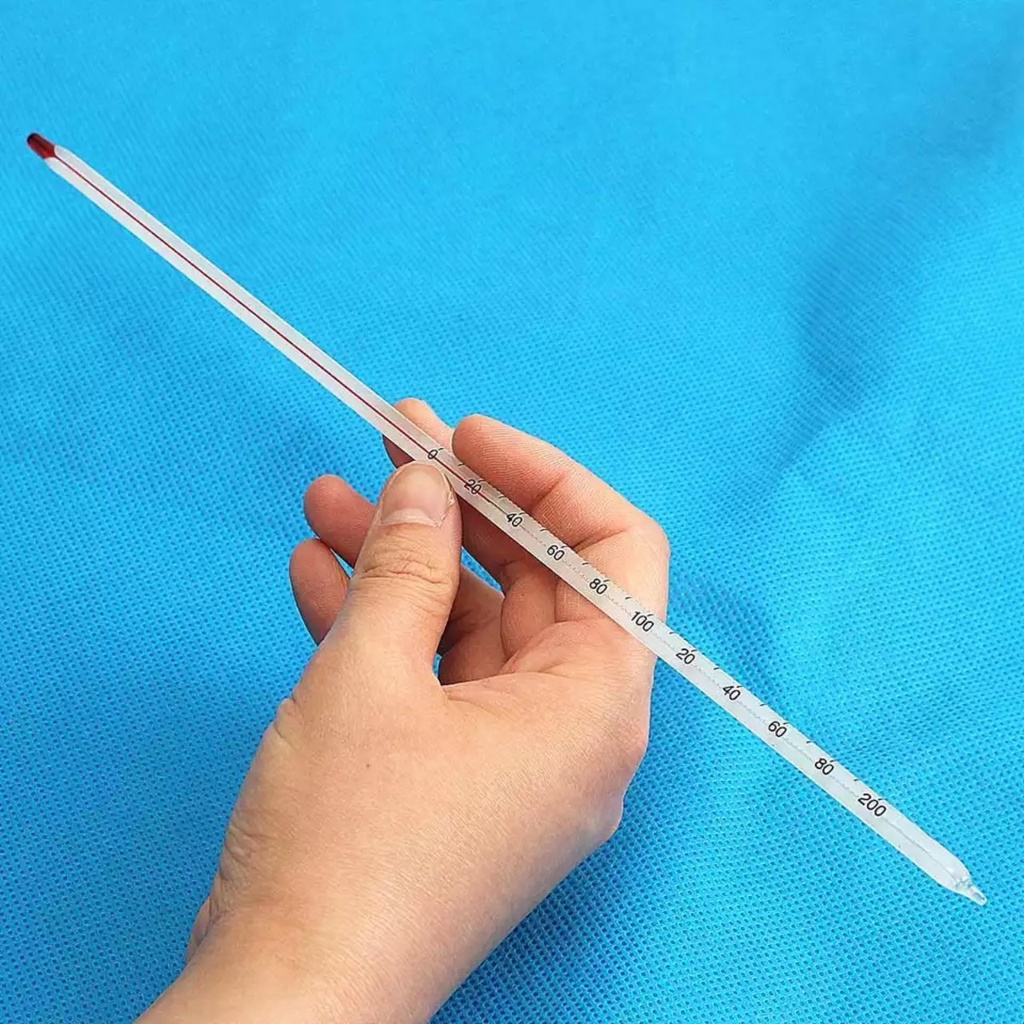 Nhiệt kế thủy tinh dài 30cm - Nhiệt kế thủy ngân dài 30cm các dải đo 0-100oC, 0-200oC, 0-300oC