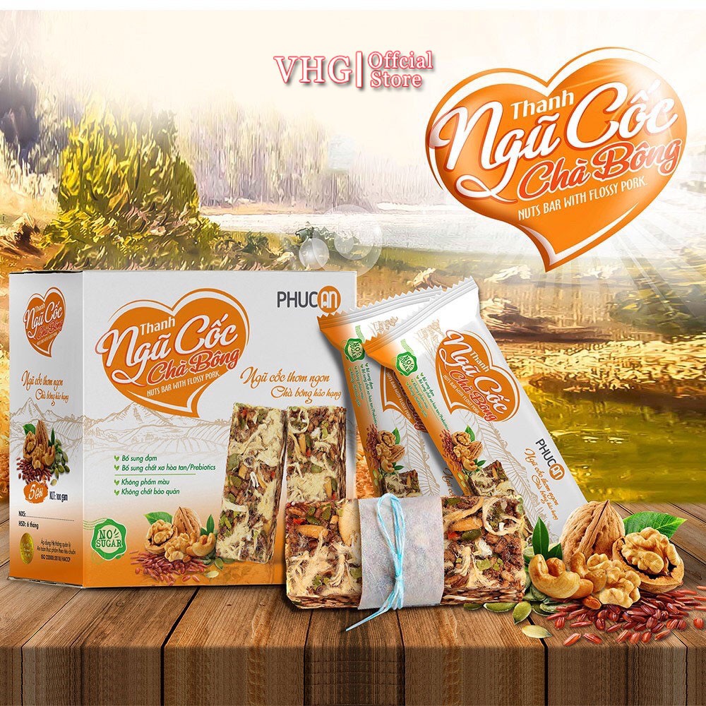 [ Ăn Kiêng ] Thanh Ngũ Cốc Chà Bông Phúc An Ngũ Cốc Thơm Ngon Chà Bông Hảo Hạng - Hộp 100g (5 gói x 20g)