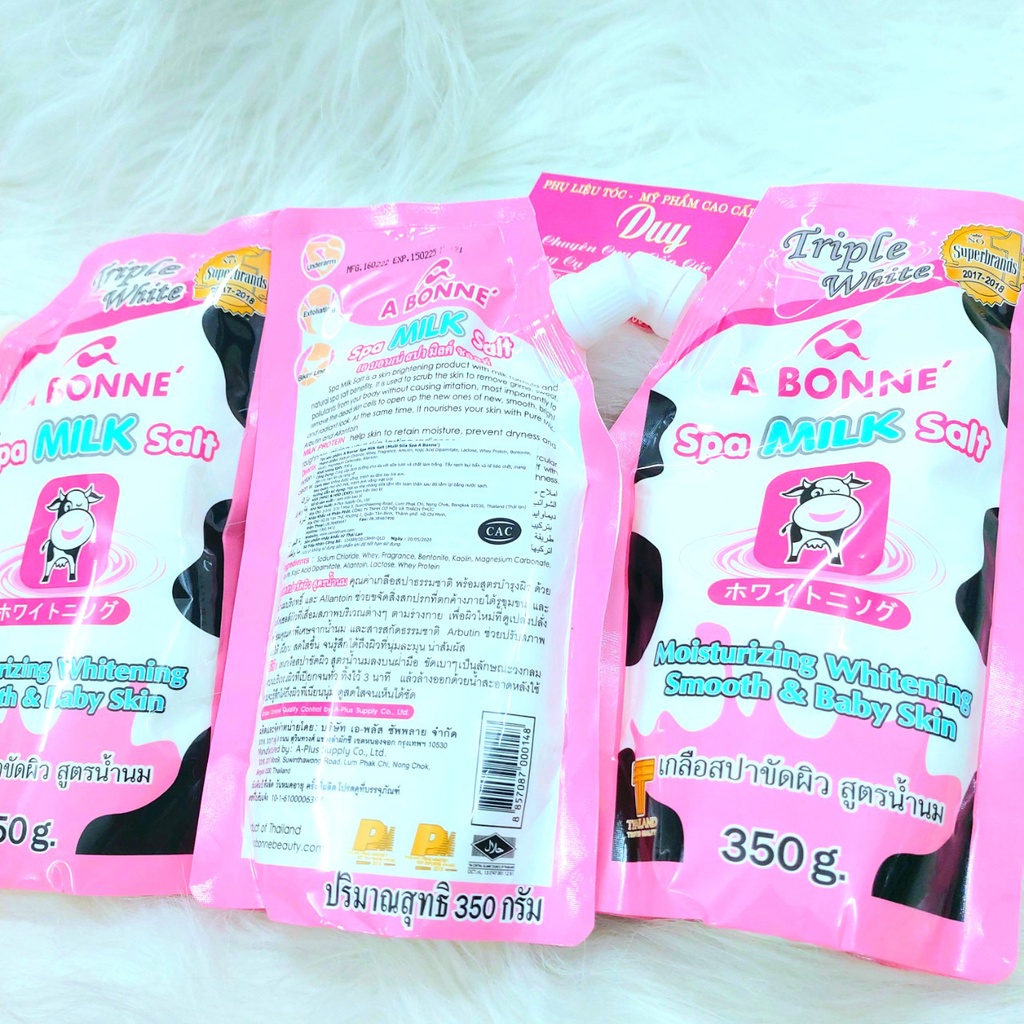 Muối tắm sữa bò A Bonne Spa Milk Salt Thái Lan 350g - Muối tắm tẩy tế bào chết, trắng da, Cho Làn Da Sạch Và Sáng Mịn.