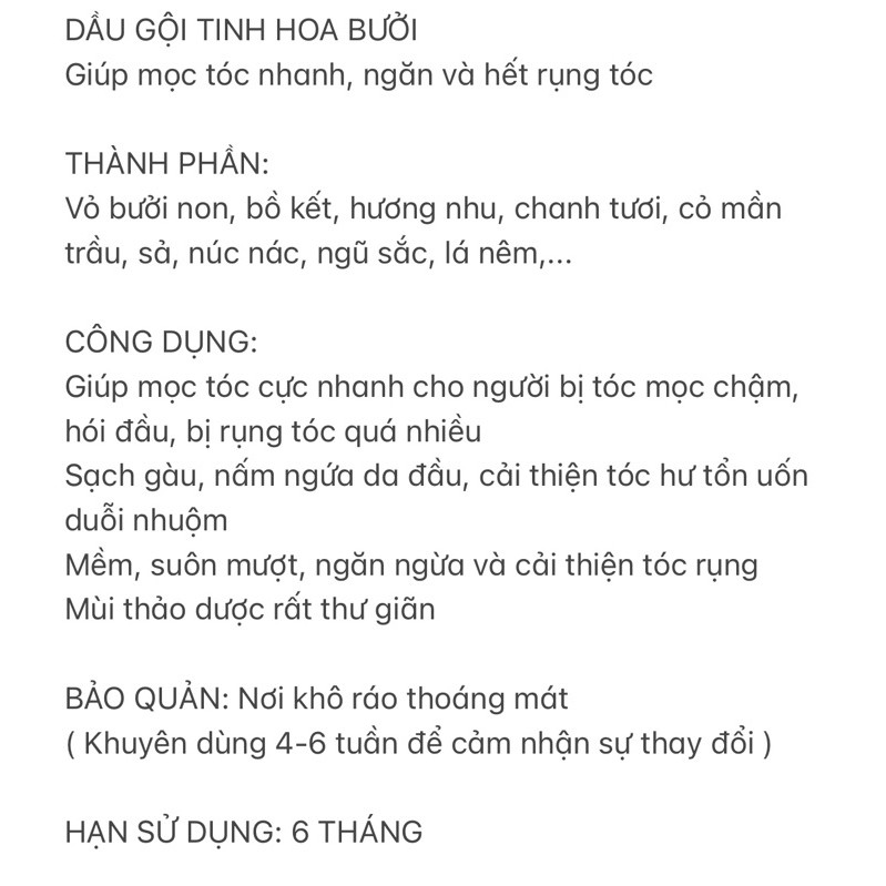 DẦU GỘI TINH HOA BƯỞI