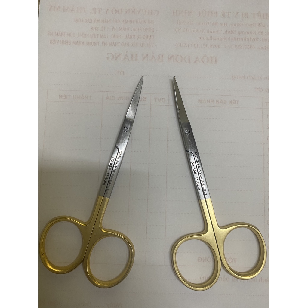 Combo 2 kéo cắt chỉ cong+thẳng chuôi vàng Germany