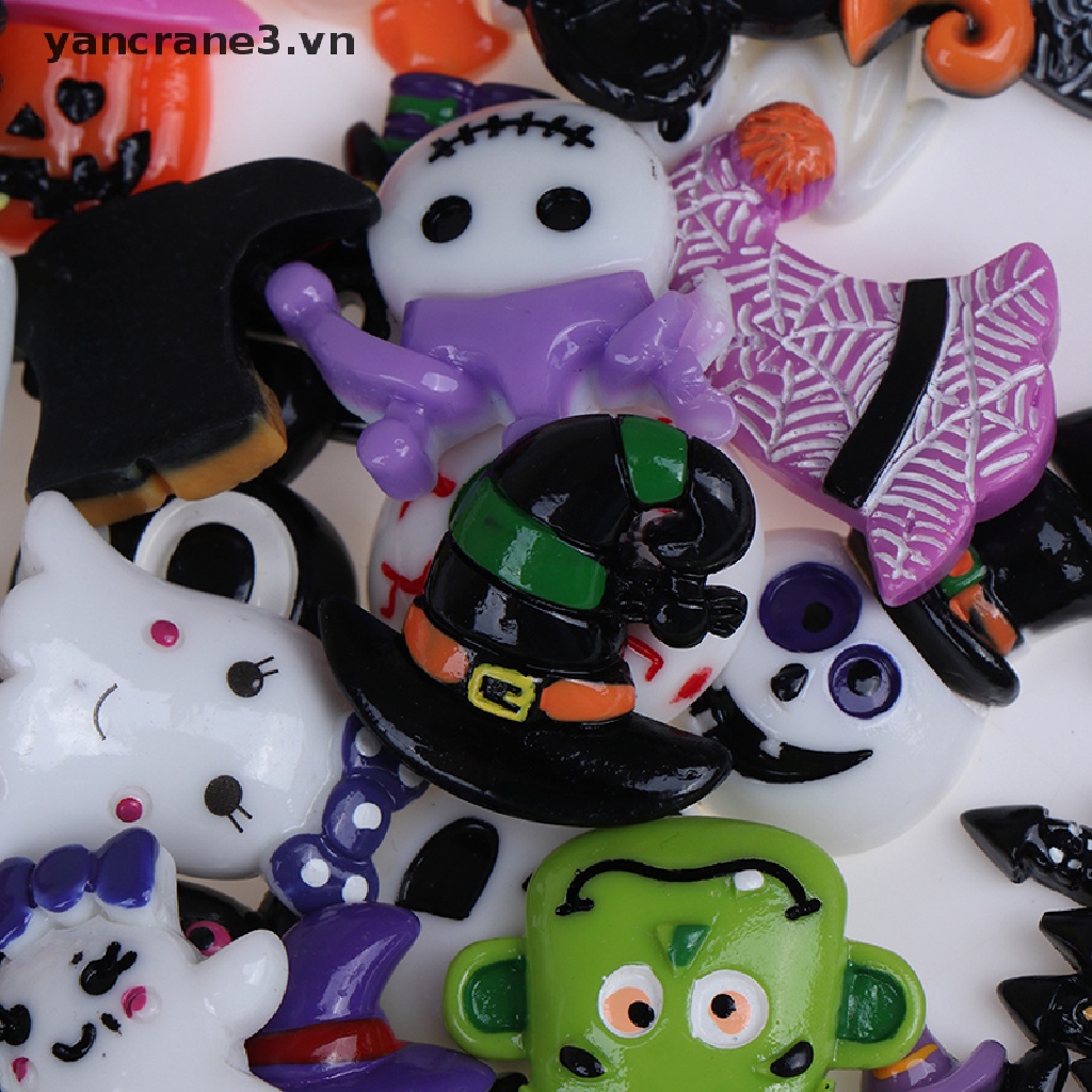 Bộ 10 Quả Bí Ngô Ma Quỷ Bí Ngô Halloween Bằng Nhựa resin DIY yancrane3.vn