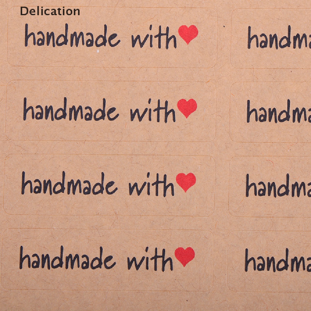 Set 120 nhãn dán giấy kraft in chữ handmade trang trí đồ thủ công