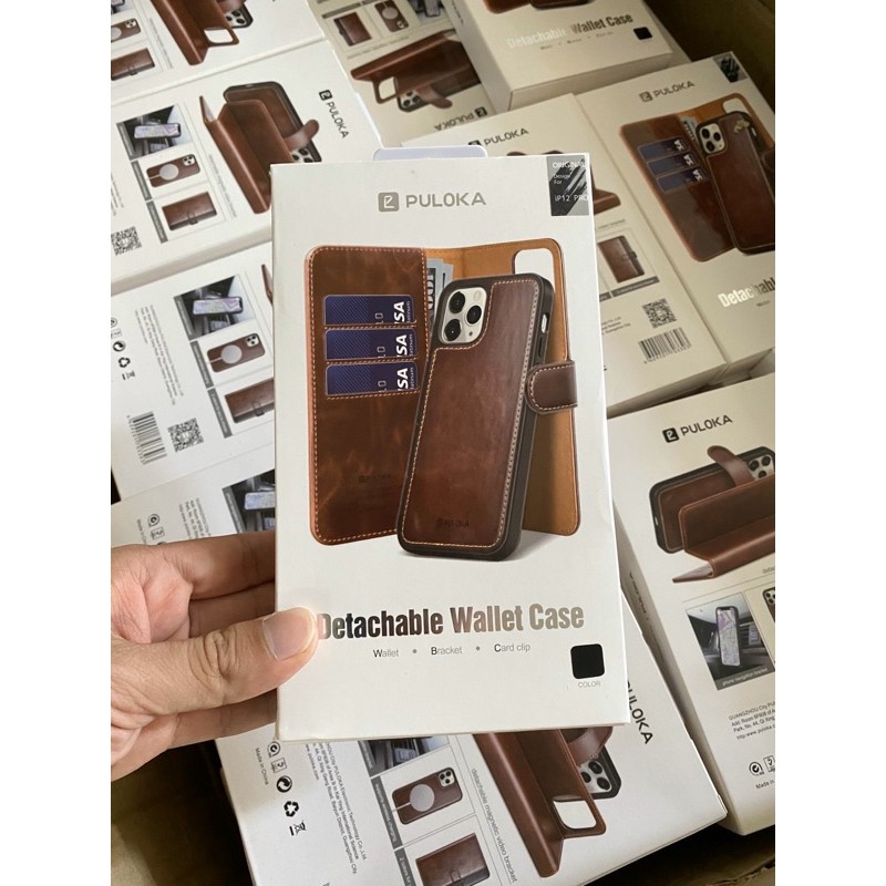 CHÍNH HÃNG Bao da VÍ KÈM ốp 2 mặt nam châm PULOKA iphone 11 / 12 / PRO / MAX - CÀI THẺ ATM, ĐỰNG ĐỂ TIỀN