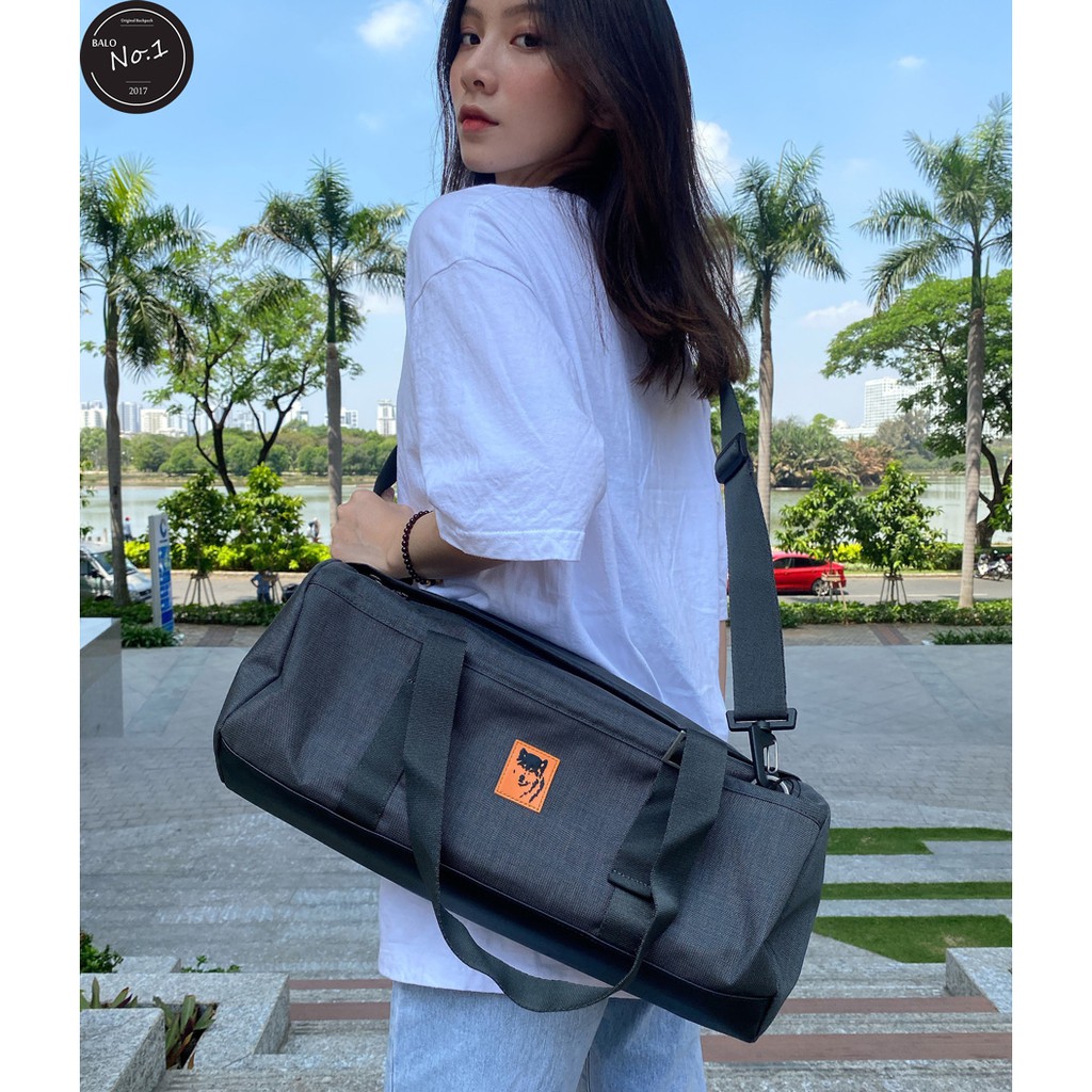 [Chính hãng] Túi Trống Tập Gym Thể Thao Cao Cấp Mikkor The Sporty Gymer-Graphite/Orange