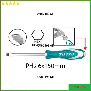 Tua vít dẹp đóng xuyên đầu hít nam châm Total 2 chiều đủ kích cỡ thép Cr-V siêu cứng chống rỉ va đập cong vênh 1234