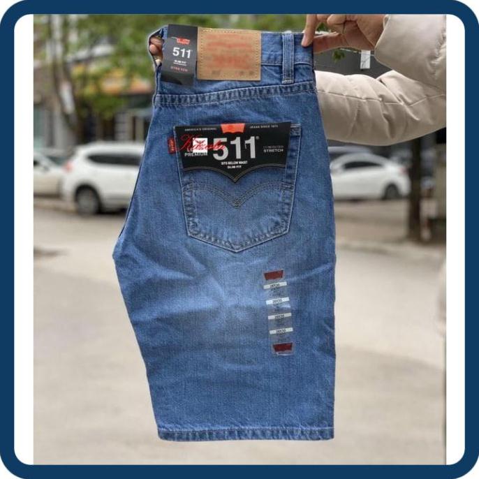 SALE GIÁ VỐN quần jean short nam le511 với 4 màu xanh rêu xanh đậm xanh trung xanh sang ống rộng dài qua gối hàng vnxk