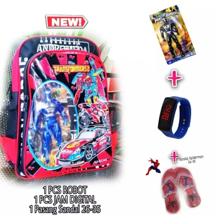 Ba lô đi học 4 trong 1 X5P0 họa tiết Transformers đáng yêu cho bé