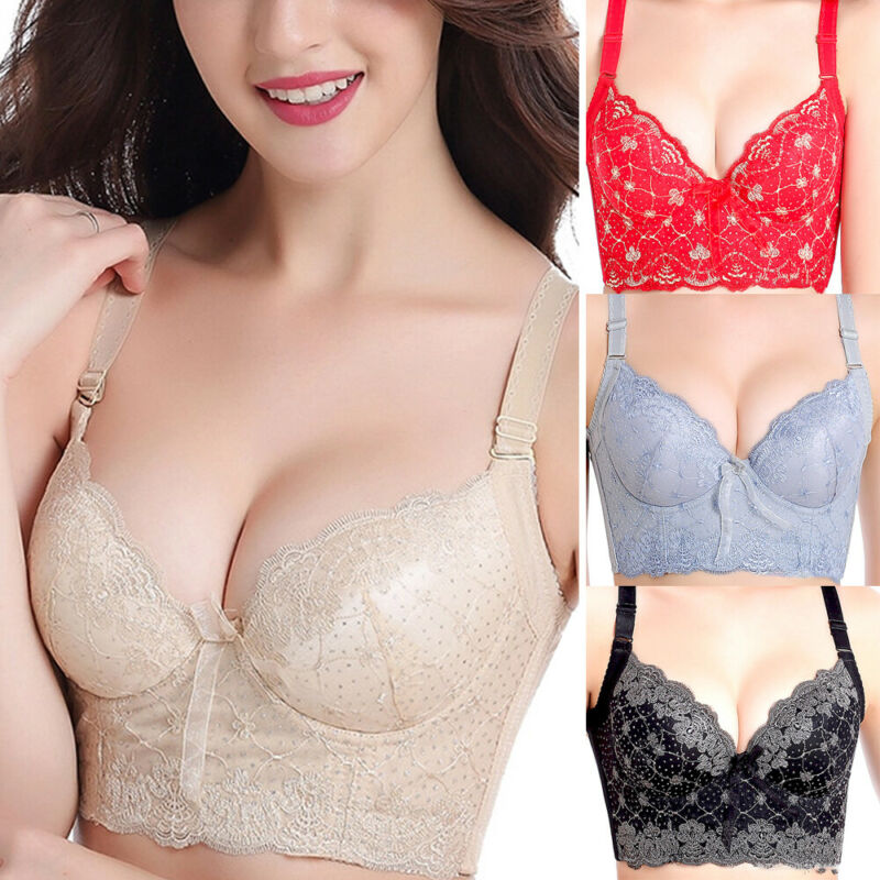 Sale  Women Side Support Boost Push Up Embroidery Underwire Adjustable Bra-C CUP CL