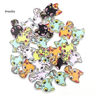 50 Khuy Gỗ Hình Mèo Con Đáng Yêu