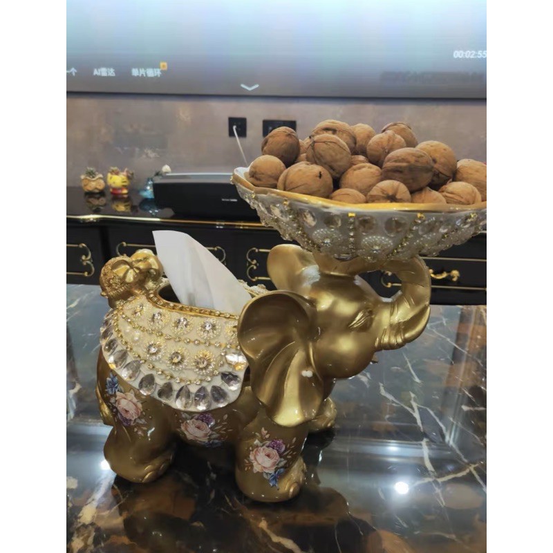 Đĩa để hoa quả + hộp giấy hình voi