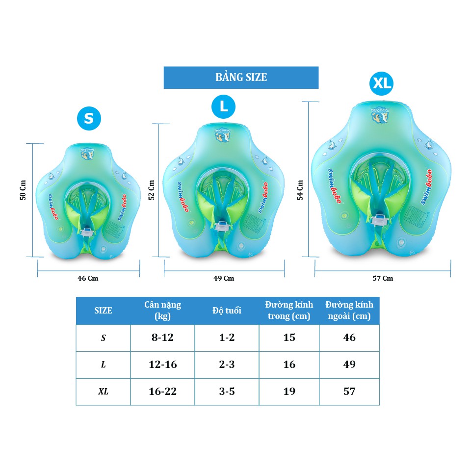 Phao bơi chống lật Swim Bobo cho bé từ 1 tuổi đến 5 tuổi