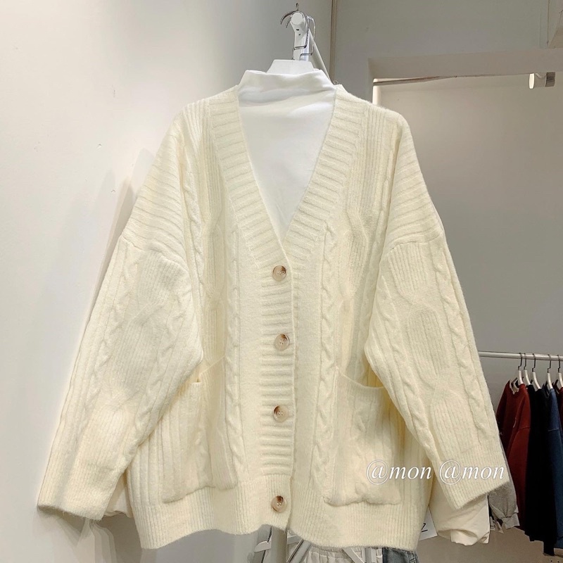 2012099 Áo cardigan len thừng - áo len thừng - cardigan len thời trang ulzzang freesize nhiều màu