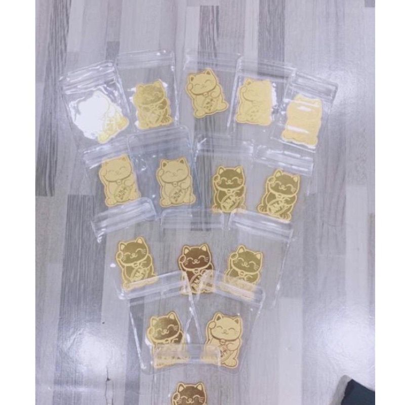 Mèo thần tài mạ vàng 24K rước tài lộc, trang trí điện thoại, xe máy