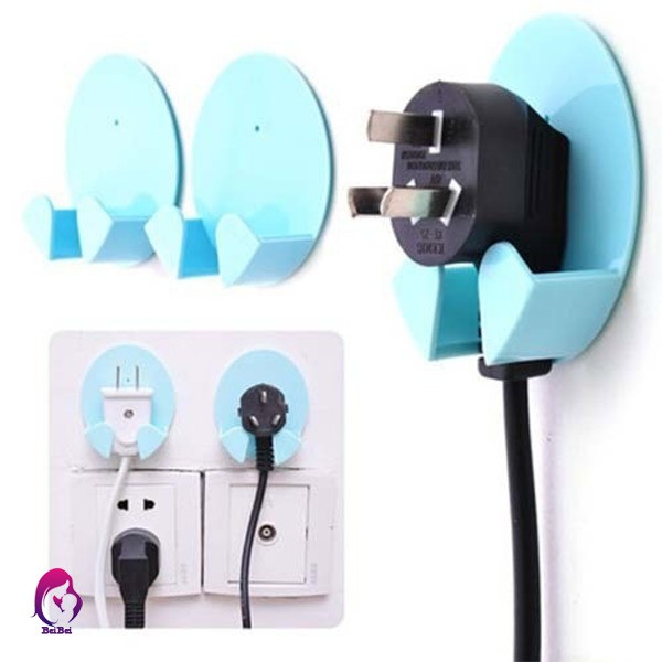 ♦♦ 2Pcs Practical Self-AdheSive Power Plug Socket Holder Sticky Hooks Home Hotel Wall Hanger Storage