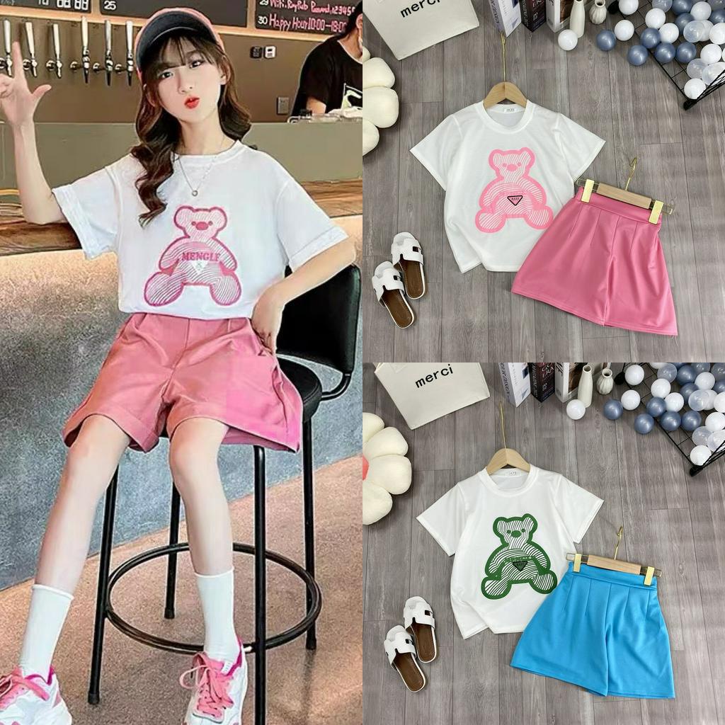Set đồ bộ quần áo &quot;LOVE HOA&quot; 14-45kg cho bé gái 4-14 tuổi. Xinh xắn, đáng yêu. G19