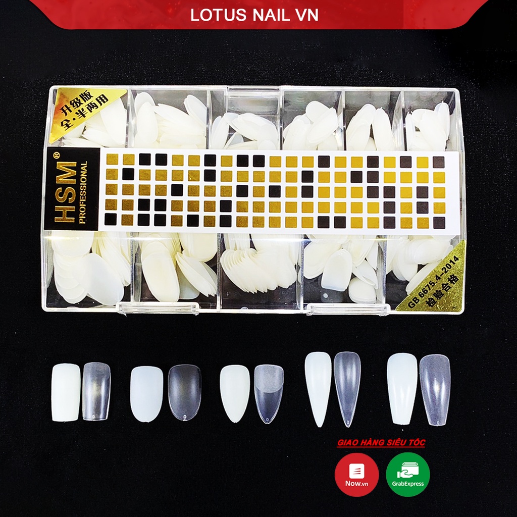 Móng úp HSM nhám sẵn bề mặt, đủ các loại phom, size từ 0 -9
