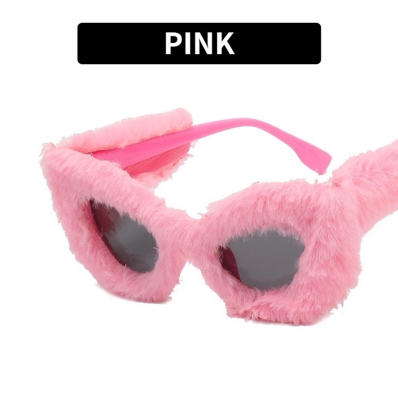 Kính Mát Mắt Mèo Phối Lông Thời Trang Vui Nhộn