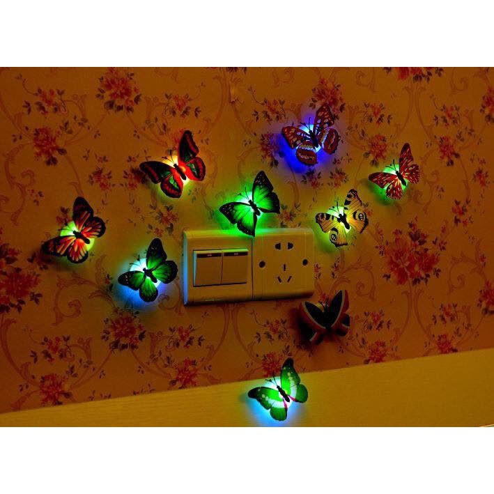 Combo 10 đèn LED hình con bướm xinh xắn dán tường