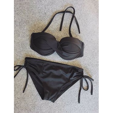 Bikini hai mảnh cạp thấp đen sexy mặc đi biển đi bơi