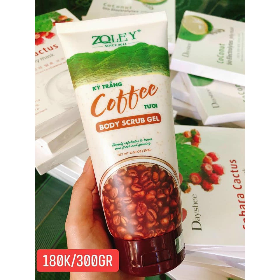 KỲ TRẮNG COFFEE TƯƠI ZOLEY 300GR CHÍNH HÃNG - TẨY TẾ BÀO CHẾT BODY MẪU MỚI - 7948