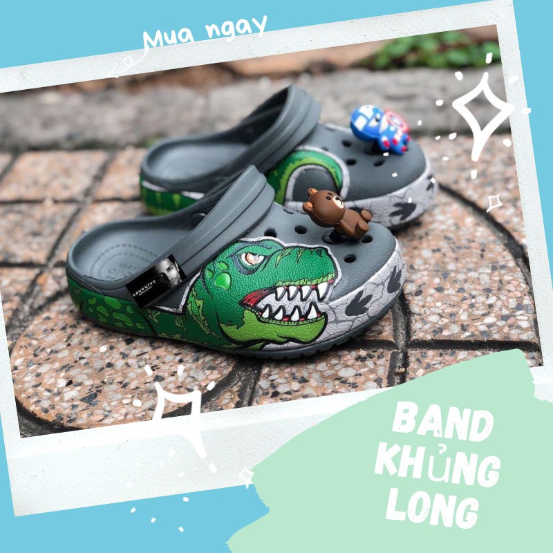 Dép sục kid khủng long cao cấp full tag full box tặng 10jb 2d, Dép sấu chính hãng, dép đi mưa – Gika