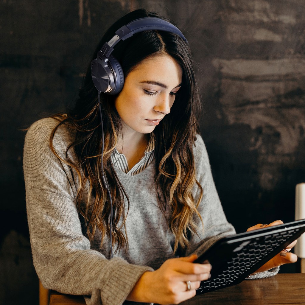 Tai Nghe Chụp Tai Oneodio Pro-10 Blue Studio 50mm Driver Bass 3d Có Mic Và Phụ Kiện