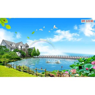 Tranh Lụa dán tường 3d tranh thiên nhiên phong cảnh kt 1m2 x 80cm