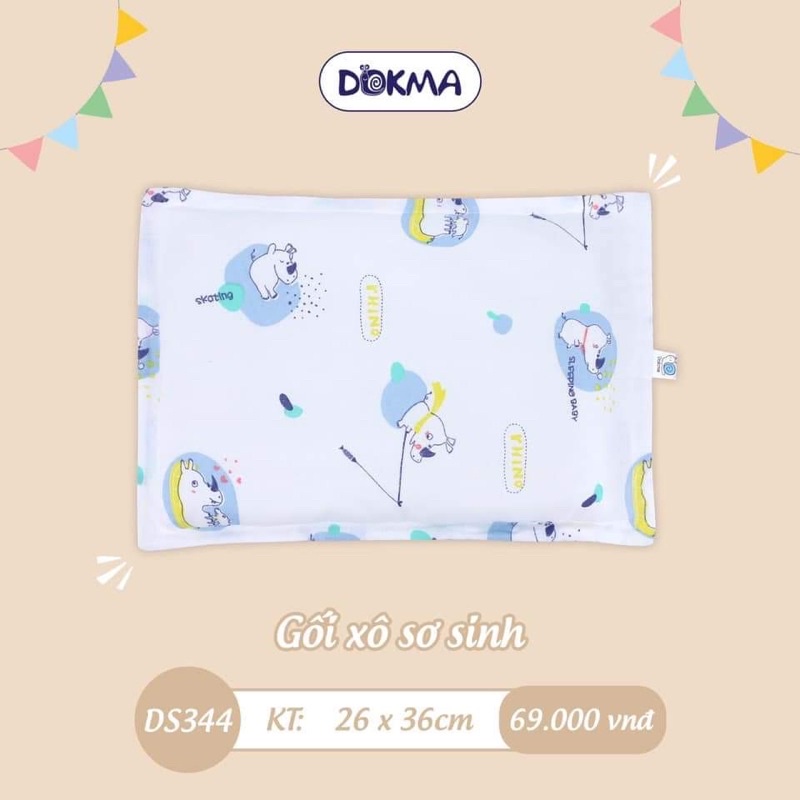 Gối Xô Dokma DS344 ( không có lõm) mỏng dùng cho Bé Sơ Sinh, Mềm Mịn, Thấm Hút Mồ Hôi