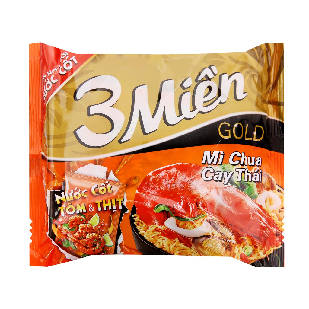 Mì 3 miền gold chua cay thái nước cốt 75g x 30 gói