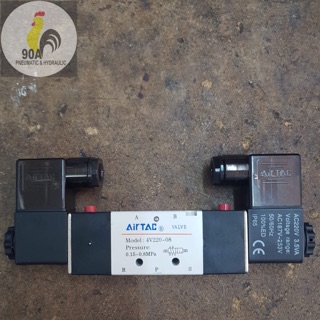 Van điện từ solenoid 5/2 khí nén 2 đầu điện 2 vị trí ren 13 4v220 Airtac