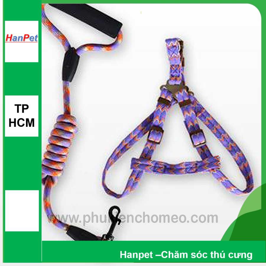 HCM-SP1264 – Dây dắt chó tròn - Dây tam giác yên ngựa nhiều màu (hanpet 4711708)Size 0.8 : phù hợp 3-6kg