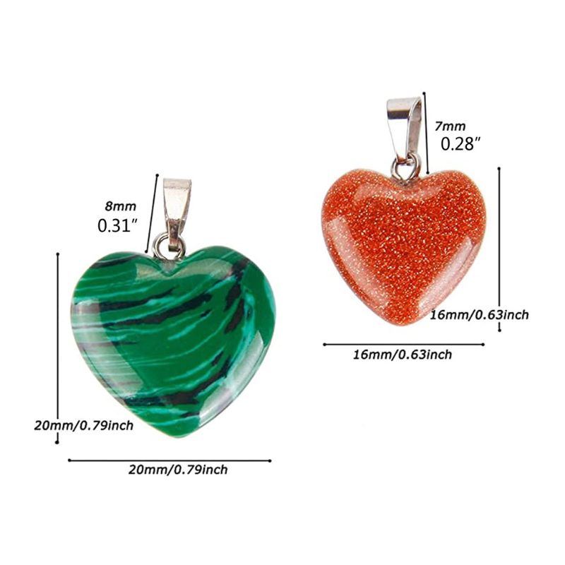 Sa Set 20 Mặt Dây Chuyền Đá Thạch Anh Hình Trái Tim