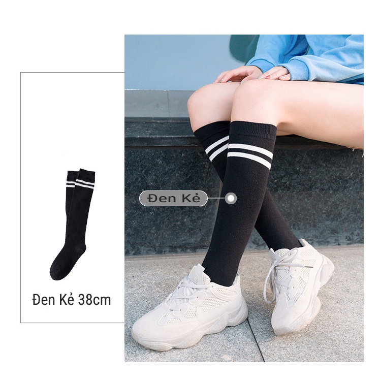 Tất vớ nữ cao cổ dài dưới gối phong cách Hàn Quốc loại dày dặn 90% cotton cực thoáng mát dài 38cm