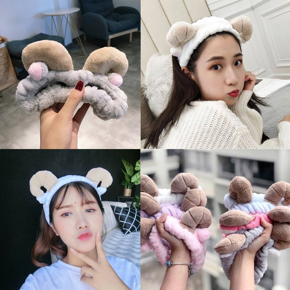 Băng Đô Sừng Cừu 3D Vải Bông Mềm Mượt Siêu Co Giãn, Không Bai Xù !