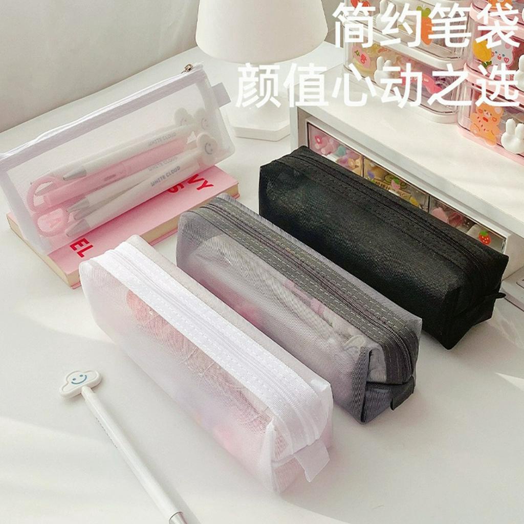 Túi Đựng Bút Phối Lưới Thiết Kế Đơn Giản Sức Chứa Lớn Tiện Dụng