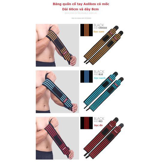 Dây Quấn cổ tay Aolikes phụ kiện tập gym cao cấp tập gym,tập tạ -QCT-99