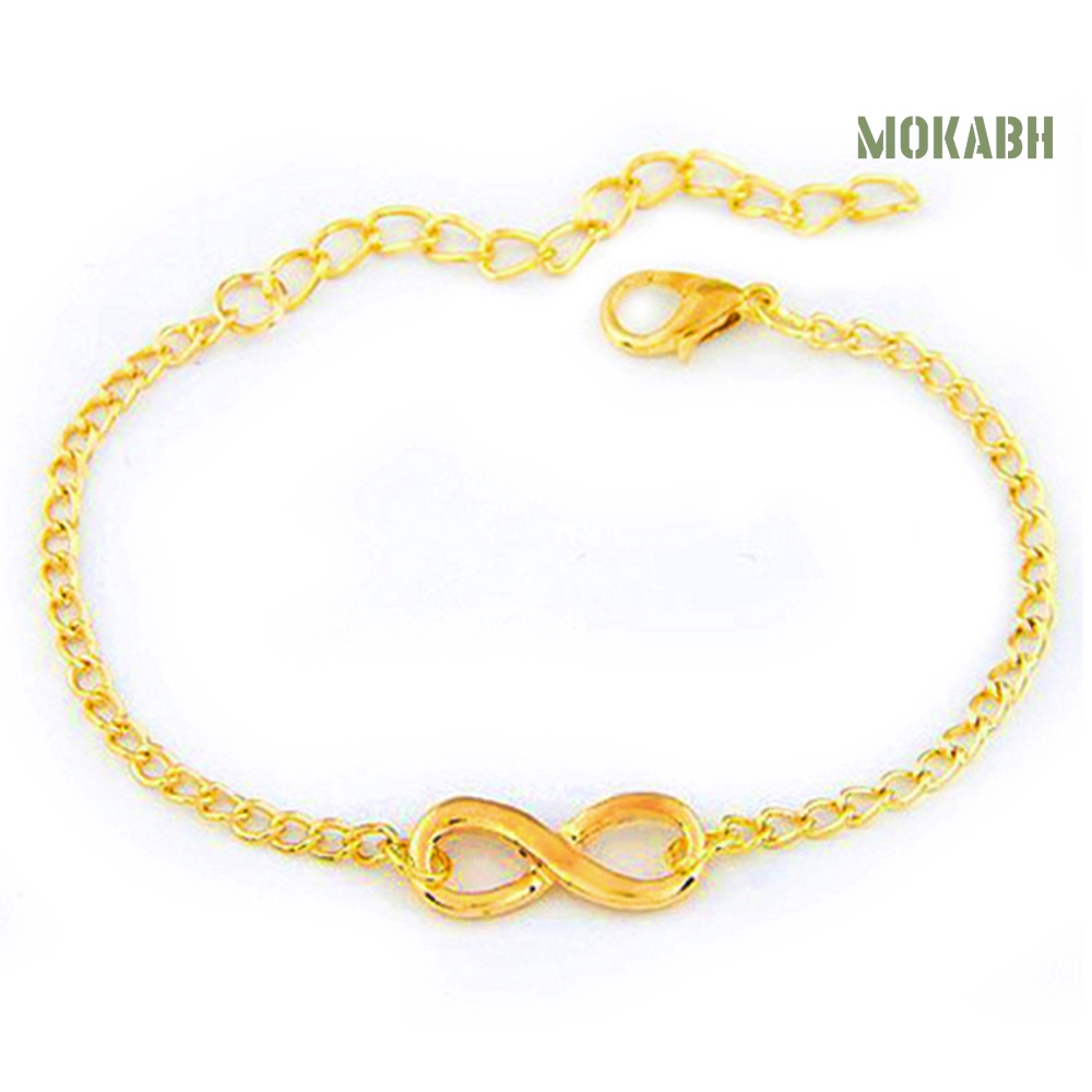 [Vòng Đeo Tay] Vòng Đeo Tay Dây Xích Bằng Kim Loại Hình Biển Vô Cực Vô Cực Có Khóa Càng Cua Điều Chỉnh Được Phong Cách Punk