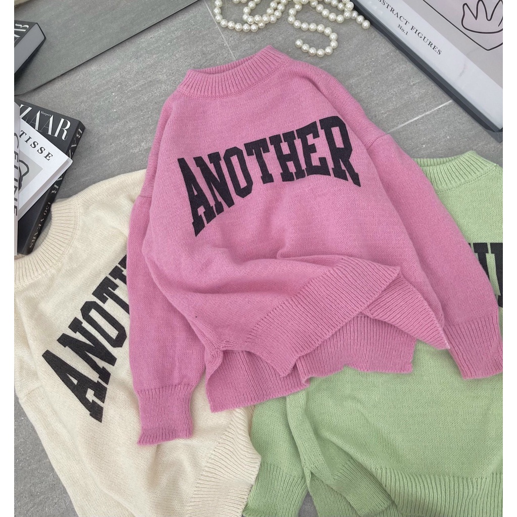 Áo len sweater in chữ 3màu phong cách hàn quốc mùa thu đông năng động