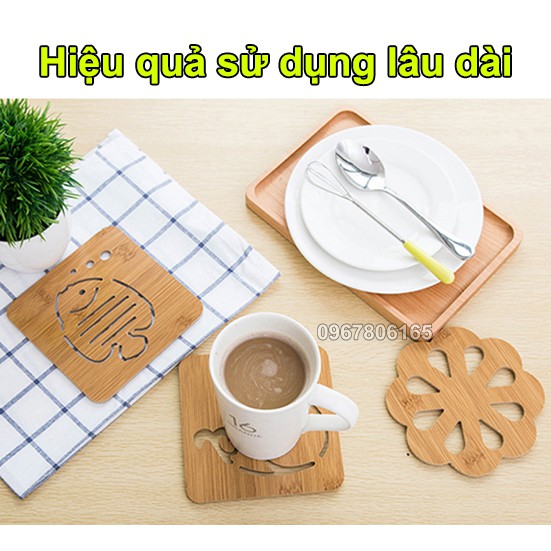 Miếng lót nồi bằng gỗ tre chịu nhiệt tốt - Tấm lót nồi gỗ nhiều hình ngộ nghĩnh