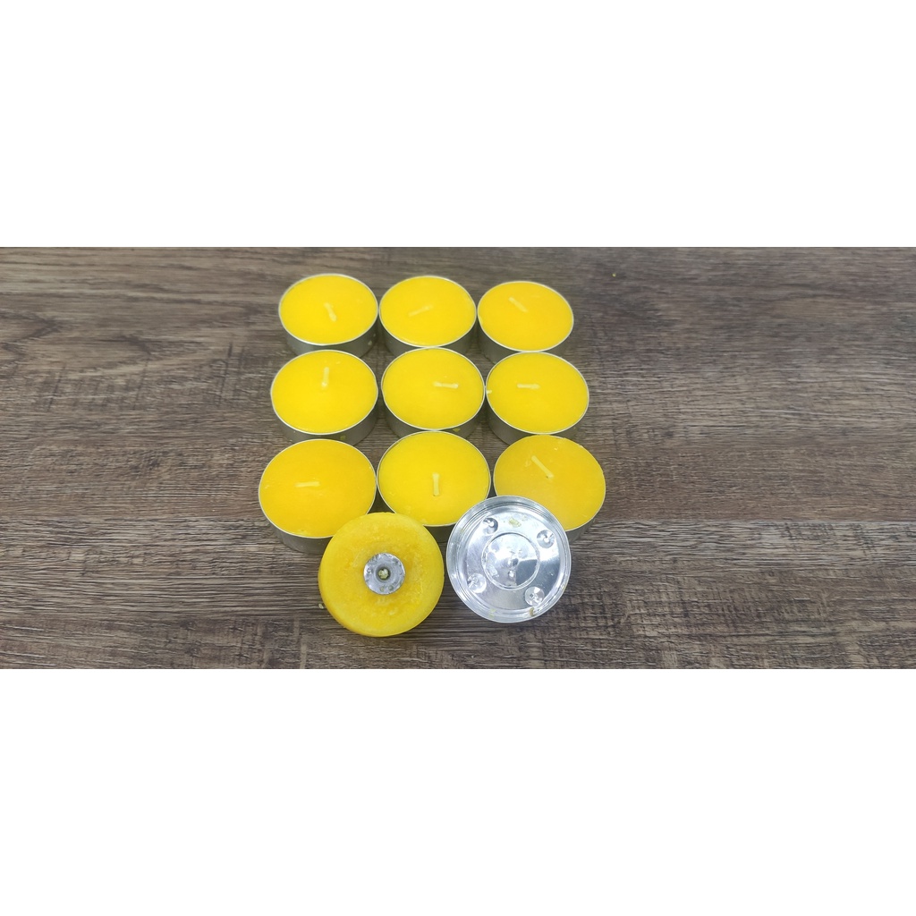 Màu đỏ hoặc vàng - 10 viên Đèn cầy  nắp nhôm - tealight cháy 4h không mùi, không khói