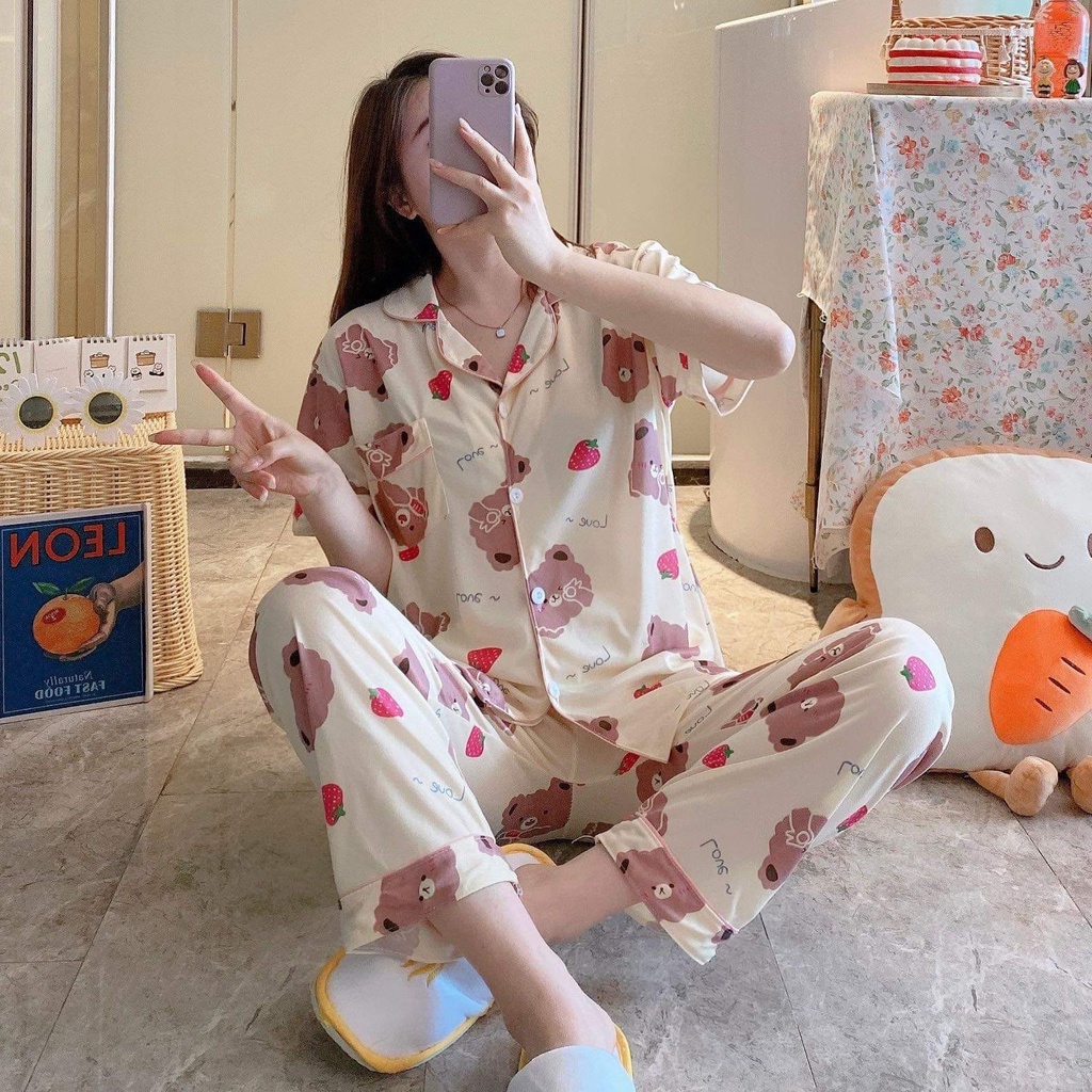 Bộ ngủ Nữ Pijama Cộc Tay Quần Dài Cotton thun, Đồ bộ Nữ Hoạ Tiết Cute Mặc thoải mái dễ chịu Yame Store