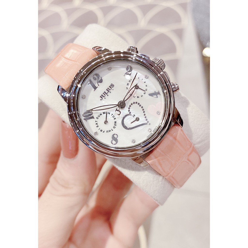 Đồng hồ nữ Julius Hàn Quốc JA-844 dây da chạy 6 kim cá tinh