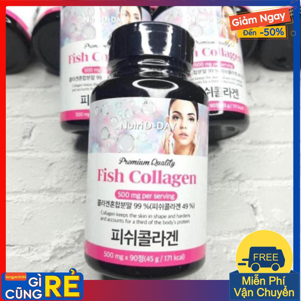 Viên uống Premium Fish Collagen 99% Đẹp da - Chống lão hóa Nutri D-Day 90 Viên ( có Bill)