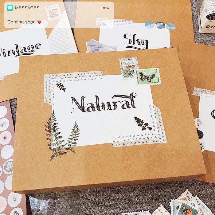 Bộ phụ kiện làm sổ Bullet Journal Vintage - set quà tặng Binder sổ còng Klong, sticker, washi tape, hộp kraft