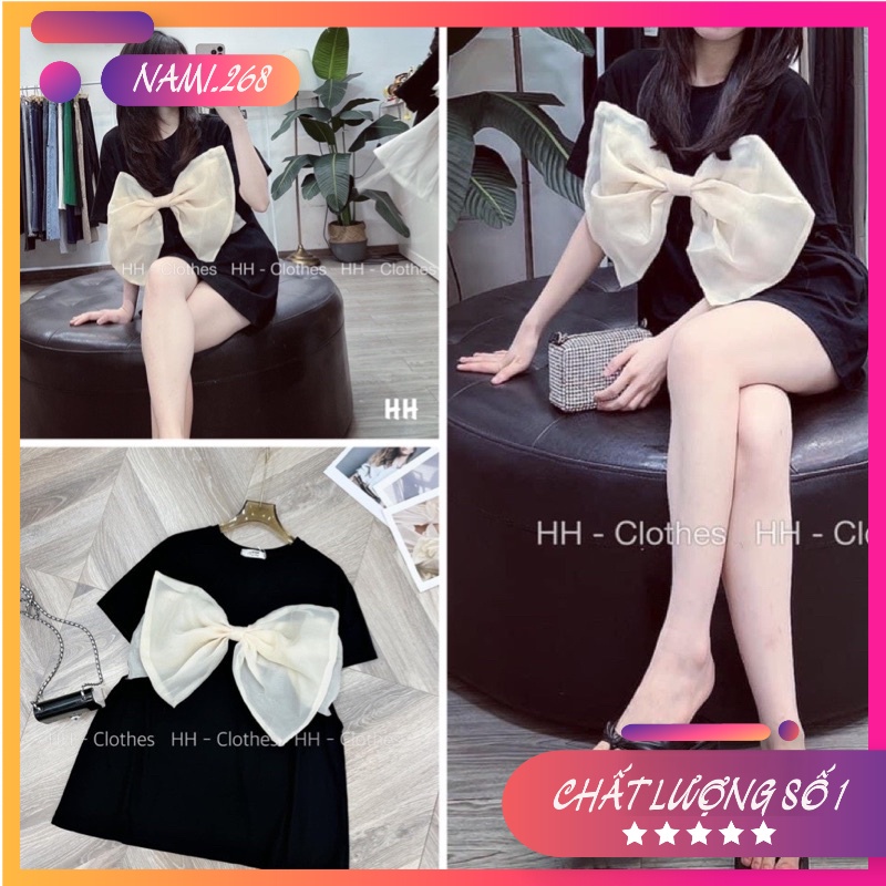 Áo Babydoll Nơ Voan Cổ Tròn Form Thụng Dấu Quần Chất Thun Tăm Hot Hit