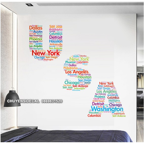 Decal dán tường - Chữ Tiêng Anh Quốc Tế